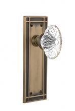 Nostalgic Warehouse 715850 - Nostalgic Warehouse Mission Plate Passage Oval Fluted Crystal Glass Door Knob in Antique Brass