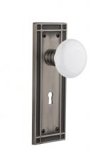 Nostalgic Warehouse 715899 - Nostalgic Warehouse Mission Plate with Keyhole Passage White Porcelain Door Knob in Antique Pewter