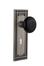 Nostalgic Warehouse 715903 - Nostalgic Warehouse Mission Plate with Keyhole Passage Black Porcelain Door Knob in Antique Pewter