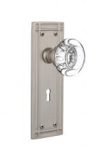 Nostalgic Warehouse 715925 - Nostalgic Warehouse Mission Plate with Keyhole Passage Round Clear Crystal Glass Door Knob in Sati