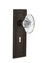Nostalgic Warehouse 716044 - Nostalgic Warehouse Mission Plate with Keyhole Single Dummy Oval Fluted Crystal Glass Door Knob in