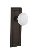 Nostalgic Warehouse 716092 - Nostalgic Warehouse Mission Plate Double Dummy White Porcelain Door Knob in Oil-Rubbed Bronze