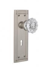 Nostalgic Warehouse 716129 - Nostalgic Warehouse Mission Plate with Keyhole Double Dummy Crystal Glass Door Knob in Satin Nicke