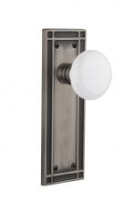 Nostalgic Warehouse 716219 - Nostalgic Warehouse Mission Plate Privacy White Porcelain Door Knob in Antique Pewter