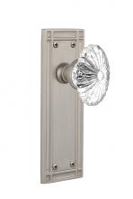 Nostalgic Warehouse 716237 - Nostalgic Warehouse Mission Plate Privacy Oval Fluted Crystal Glass Door Knob in Satin Nickel