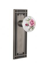 Nostalgic Warehouse 716239 - Nostalgic Warehouse Mission Plate Privacy White Rose Porcelain Door Knob in Antique Pewter