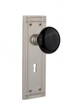 Nostalgic Warehouse 716289 - Nostalgic Warehouse Mission Plate with Keyhole Privacy Black Porcelain Door Knob in Satin Nickel
