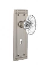 Nostalgic Warehouse 716301 - Nostalgic Warehouse Mission Plate with Keyhole Privacy Oval Fluted Crystal Glass Door Knob in Sati