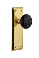 Nostalgic Warehouse 717038 - Nostalgic Warehouse New York Plate Passage Black Porcelain Door Knob in Unlacquered Brass