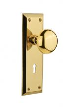 Nostalgic Warehouse 717073 - Nostalgic Warehouse New York Plate with Keyhole Privacy New York Door Knob in Unlacquered Brass