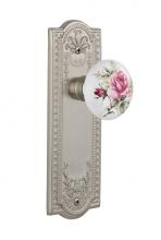 Nostalgic Warehouse 717172 - Nostalgic Warehouse Meadows Plate Privacy White Rose Porcelain Door Knob in Satin Nickel