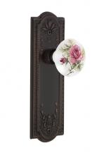 Nostalgic Warehouse 717173 - Nostalgic Warehouse Meadows Plate Privacy White Rose Porcelain Door Knob in Timeless Bronze