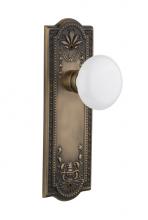 Nostalgic Warehouse 717189 - Nostalgic Warehouse Meadows Plate Privacy White Porcelain Door Knob in Antique Brass