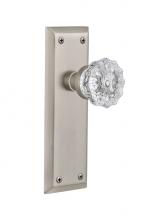 Nostalgic Warehouse 717325 - Nostalgic Warehouse New York Plate Privacy Crystal Glass Door Knob in Satin Nickel