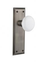 Nostalgic Warehouse 717427 - Nostalgic Warehouse New York Plate Privacy White Porcelain Door Knob in Antique Pewter