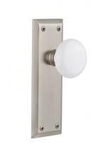 Nostalgic Warehouse 717431 - Nostalgic Warehouse New York Plate Privacy White Porcelain Door Knob in Satin Nickel