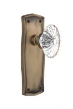Nostalgic Warehouse 717522 - Nostalgic Warehouse Prairie Plate Privacy Oval Fluted Crystal Glass Door Knob in Antique Brass