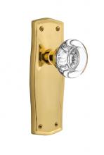 Nostalgic Warehouse 717545 - Nostalgic Warehouse Prairie Plate Privacy Round Clear Crystal Glass Door Knob in Unlacquered Brass