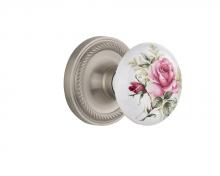 Nostalgic Warehouse 717694 - Nostalgic Warehouse Rope Rosette Privacy White Rose Porcelain Door Knob in Satin Nickel