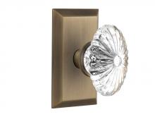 Nostalgic Warehouse 717798 - Nostalgic Warehouse Studio Plate Privacy Oval Fluted Crystal Glass Door Knob in Antique Brass