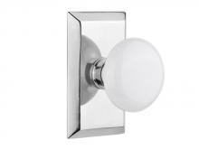 Nostalgic Warehouse 717841 - Nostalgic Warehouse Studio Plate Privacy White Porcelain Door Knob in Bright Chrome