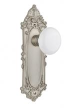 Nostalgic Warehouse 717972 - Nostalgic Warehouse Victorian Plate Privacy White Porcelain Door Knob in Satin Nickel