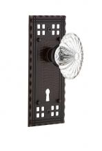 Nostalgic Warehouse 718039 - Nostalgic Warehouse Craftsman Plate with Keyhole Privacy Oval Fluted Crystal Glass Door Knob in Ti