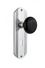 Nostalgic Warehouse 718072 - Nostalgic Warehouse Deco Plate with Keyhole Privacy Black Porcelain Door Knob in Bright Chrome