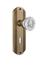 Nostalgic Warehouse 718099 - Nostalgic Warehouse Deco Plate with Keyhole Privacy Crystal Glass Door Knob in Antique Brass