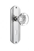 Nostalgic Warehouse 718176 - Nostalgic Warehouse Deco Plate with Keyhole Privacy Round Clear Crystal Glass Door Knob in Bright