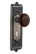 Nostalgic Warehouse 718221 - Nostalgic Warehouse Egg & Dart Plate with Keyhole Privacy Brown Porcelain Door Knob in Antique