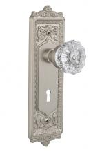 Nostalgic Warehouse 718243 - Nostalgic Warehouse Egg & Dart Plate with Keyhole Privacy Crystal Glass Door Knob in Satin Nic