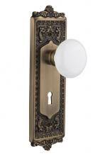 Nostalgic Warehouse 718335 - Nostalgic Warehouse Egg & Dart Plate with Keyhole Privacy White Porcelain Door Knob in Antique
