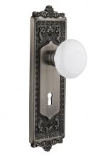 Nostalgic Warehouse 718336 - Nostalgic Warehouse Egg & Dart Plate with Keyhole Privacy White Porcelain Door Knob in Antique