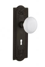 Nostalgic Warehouse 718466 - Nostalgic Warehouse Meadows Plate with Keyhole Privacy White Porcelain Door Knob in Oil-Rubbed Bro