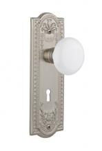 Nostalgic Warehouse 718468 - Nostalgic Warehouse Meadows Plate with Keyhole Privacy White Porcelain Door Knob in Satin Nickel