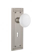 Nostalgic Warehouse 718564 - Nostalgic Warehouse Mission Plate with Keyhole Privacy White Porcelain Door Knob in Satin Nickel