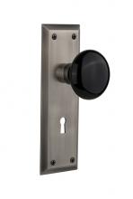 Nostalgic Warehouse 718567 - Nostalgic Warehouse New York Plate with Keyhole Privacy Black Porcelain Door Knob in Antique Pewte
