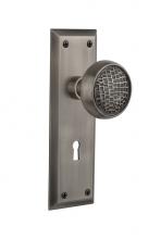 Nostalgic Warehouse 718591 - Nostalgic Warehouse New York Plate with Keyhole Privacy Craftsman Door Knob in Antique Pewter