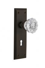 Nostalgic Warehouse 718598 - Nostalgic Warehouse New York Plate with Keyhole Privacy Crystal Glass Door Knob in Oil-Rubbed Bron