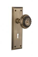 Nostalgic Warehouse 718626 - Nostalgic Warehouse New York Plate with Keyhole Privacy Meadows Door Knob in Antique Brass