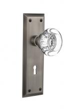 Nostalgic Warehouse 718671 - Nostalgic Warehouse New York Plate with Keyhole Privacy Round Clear Crystal Glass Door Knob in Ant