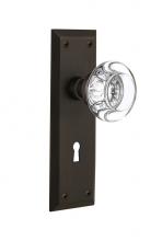 Nostalgic Warehouse 718673 - Nostalgic Warehouse New York Plate with Keyhole Privacy Round Clear Crystal Glass Door Knob in Oil