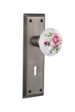 Nostalgic Warehouse 718679 - Nostalgic Warehouse New York Plate with Keyhole Privacy White Rose Porcelain Door Knob in Antique