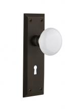 Nostalgic Warehouse 718704 - Nostalgic Warehouse New York Plate with Keyhole Privacy White Porcelain Door Knob in Oil-Rubbed Br