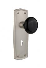 Nostalgic Warehouse 718714 - Nostalgic Warehouse Prairie Plate with Keyhole Privacy Black Porcelain Door Knob in Satin Nickel