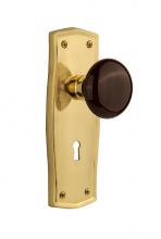 Nostalgic Warehouse 718724 - Nostalgic Warehouse Prairie Plate with Keyhole Privacy Brown Porcelain Door Knob in Unlacquered Br