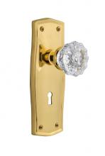 Nostalgic Warehouse 718745 - Nostalgic Warehouse Prairie Plate with Keyhole Privacy Crystal Glass Door Knob in Unlacquered Bras