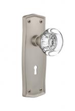 Nostalgic Warehouse 718818 - Nostalgic Warehouse Prairie Plate with Keyhole Privacy Round Clear Crystal Glass Door Knob in Sati