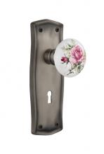 Nostalgic Warehouse 718822 - Nostalgic Warehouse Prairie Plate with Keyhole Privacy White Rose Porcelain Door Knob in Antique P